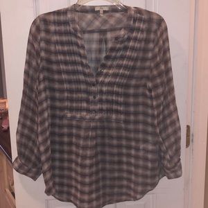 Joie 100% silk plaid blouse